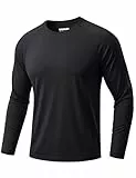 TACVASEN Sport Tshirts Herren Langarm UV Protection Long Sleeve Shirt Outdoor Wandershirt Trainingsshirt Schwimm Tshirt, Schwarz, L