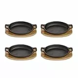 ECHTWERK Servierschalen Set aus Gusseisen, Servierpfännchen, Auflaufform mit Servierbrett, Grillpfanne, Bereits eingebrannt, Für Backöfen, Grill, und BBQ geeignet, zum Servieren, Big-Edition, 4tlg
