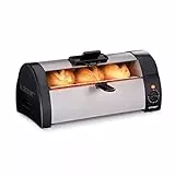 Cloer 3080 Brötchenbäcker zum Aufbacken von Brötchen, Kuchen oder Hefeteilchen 570 W, mattiertes Edelstahlgehäuse
