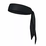 Frcolor Headtie Sport-Stirnband für Damen und Herren, Schweißband, ideal für Laufen, Krafttraining, Tennis, Karate, Leichtathletik (Black)