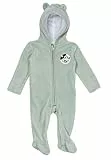 United Labels Disney Mickey Mouse Baby Fleece Overall mit Kapuze und Ohren für Jungen und Mädchen - Babykleidung Strampler Onesie Jumpsuit Hellgrün (Hellgrün, 86-92)