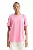 DeFacto Damen B0648ax T-Shirt, Rosa, S EU