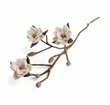 Gry & SIF Magnolie-Zweig aus Filz, Flexibler Stiel, Deko-Zweig für Vasen, Kunstzweig, Frühlingsdeko, Osterdeko | 1x Zweig mit weißen Blüten, 60cm