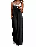YESNO Damen Latzhose mit Beiläufig Retro Oversize Loose Hose Größe Baggy Jumpsuit Sommerhose XL PZZCRDE Schwarz