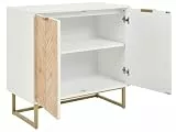 Beliani Skandinavisches Sideboard MDF Holzfurnier 2 Türen mit Regalen Schlafzimmer Aufbewahrungslösung Weiß und helles Holz Alaska