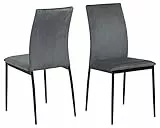 AC Design Furniture Devin Esszimmerstühle 4er Set, H: 92 x B: 43,5 x T: 53 cm, Dunkelgrau/Schwarz, Stoff/Metall