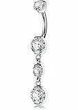 OUFER Body Piercing Bauchnabelpiercing, Titanium Belly Bar 14g Clear CZ Belly Piercing Nabelpiercing Navel Bars Belly Button Ring