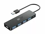 acer USB 3.0 HUB mit USB-C-Stromversorgung, Ultra Slim Multiport Hub 4 Ports USB 3.0 Adapter für PC, Laptop, Tastatur, Maus, HDD, MacBook Pro/Air, iMac, Surface Pro, macOS, Windows, Linux usw. - 20cm