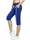 Totatuit Baumwolle Caprihose Damen 3/4 Jogginghose Sommer Kurz Sweathose Freizeit Hose mit Tasche