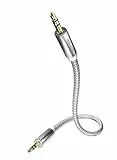 inakustik – 0041010075 – Premium 3,5mm Klinkenkabel | Für den Anschluss vom Smartphones, Tablets oder PC an HiFi-Verstärker | 0,75m in Weiß/Silber | 2-fache Abschirmung - moderner Geflechtschirm