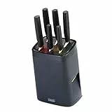 Joseph Joseph 10125 Lockblock Messerblock mit Kindersicherung inklusive 6 Messer, Edelstahl 14 x 14 x 36 cm 7 Einheiten, Dunkelgrau