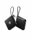Coowisty Powerbank 20000mAh USB-C 22.5W Schnellladung, Tragbarer Akku mit 4 Integrierten Kabeln & LED-Display, Kompatibel mit iPhone Tablets (Schwarz)