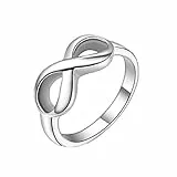 JewelryWe Schmuck Edelstahl Damen-Ring, Unendliche Liebe Symbol 8' Form, Versprechensringe Jahrestag Verlobung Hochzeit Band 8mm Breite Silber Größe 49