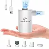 FLEXTAILGEAR Elektrische Luftpumpe 2 in 1 Kompakt Kleine Camping Pumpe, Vakuumpumpe, Akkupumpe 3 Düsen für Luftmatratze, Sofa, Pool, Boot, Schwimmring, Vakuumbeutel