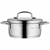WMF Mini Topf klein 12cm, Metalldeckel, kleiner Kochtopf, Bratentopf Induktion 0,7l, kleiner Topf, Cromargan Edelstahl poliert, stapelbar, für kleine Portionen, Singlehaushalte