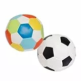 alldoro 60305 Softball 2er Set Ø 10 cm, kleine, weiche Schaumstoff-Fußbälle für Kinder ab 0, Schwarz/Weiß & Bunt, Ball für indoor & outdoor, gemischt
