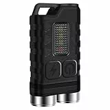 BORUIT V3 Mini Led Taschenlampe Aufladbar Schlüsselanhänger Klein Taschenlampen mit Rot Blau UV-Licht - 10 Modi 900 Lumen IP65 Wasserdicht, Batteriebetrieben, Auto Flashlight