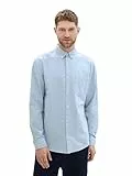 TOM TAILOR Herren Regular Fit Hemd mit Logo-Stickerei an der Brusttasche, 35960 - Light Blue Chambray, L