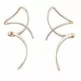 Ohrringe für Frauen Spiralförmige Einfädler-Ohrringe, handgebogene Ohrringe für Frauen, geeignet zum Verschenken, perfekt für Ihre Geburtstagsfeier,Weihnachten,Geschenke(Paar aus 14 Karat Roségold)