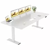 SANODESK Höhenverstellbarer Schreibtisch 200×80 cm – Elektrischer Sitz-Steh-Tisch mit Dualmotor, Großer Arbeitstisch für Büro & Home Office(weiß+weiß)