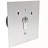 geba US 1-2T/1 Unterputz Einbau Schlüsselschalter Schlüsseltaster DIN Profilhalbzylinder 2Taster 3 Schlüssel Aluminium Frontplatte Silber einbruchhemmend IP54 Antrieb Garagentor Tür Tor Schranke Motor