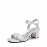 DREAM PAIRS Damen-Sandalen mit hohen Absätzen Modische Blockabsätze-Sandals mit offenem Zehenbereich und Pumpabsatz,Size 40,Silber-Glitzer,SDHS2412W