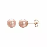 Vogem Ohrstecker Perle Rosa 8mm Süßwasser Perlen Ohrringe für Damen Mädchen Perlen Ohrstecker Rosegold Allergiefrei Nickelfrei Modeschmuck