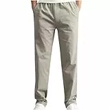 UHouse Hosen Herren Mode Freizeithose Regular Fit Chino Hose Bequeme Stoffhose Leichte Sommerhose Lang Dünner Herrenhosen Freizeit Anzughose Leinenhose Basic Pants Grau 6XL