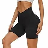 DDOBB Radlerhose Damen Kurze Shorts Sporthose Leggings Blickdicht High Waist Elastisch Unterhosen Fitness Hotpants Sommer Boxershorts(Schwarz,S-M)
