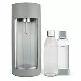 Mysoda: Stilvoller Glassy Wassersprudler aus Holzkomposit und Aluminium (ohne CO2-Zylinder) mit 1-Liter-Glasflasche & BPA-freier 1-Liter-Plastikflasche - Salbeigrün (Pigeon)