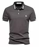 Aotoyou Poloshirt Herren Kurzarm T-Shirt Sport Casual Baumwolle Grau XL