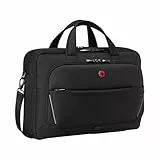 WENGER Meteor Brief Laptop-Tasche zum Umhängen, Notebook bis 17 Zoll, Tabletfach, Aktentasche, 22 l, Büro Business Uni, Schwarz, 653498