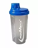 IronMaxx Eiweiß Shaker - 700ml Blau Grau | Auslaufsicher, Spülmaschinengeeignet, BPA & DEHP-frei | Proteinshaker mit Drehverschluss, Sieb & Mess-Skala