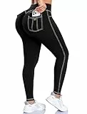 STARBILD Damen Sportleggings Push Up Po, Booty Leggings Sport mit Taschen Hohe Taille Blickdicht, Scrunch Yogahose Workout Gym, Mit Zwei Taschen - Schwarz L
