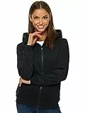 OZONEE Damen Kapuzenpullover Sweatjacke Sweatshirt Farbvarianten Kapuzenjacke Kapuzenpulli Langarm Kapuze Hoodie Sport Style Casual Fitness Basic Training 777/2106B SCHWARZ S