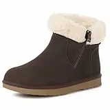 Hsyooes Winterstiefel Damen Wasserabweisend Stiefeletten Gefüttert Winterschuhe Wärme Schneestiefe Rutschfeste Stiefel Klassische Schlupfstiefel 39EU Kaffee