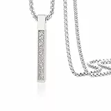 VASSAGO Islamische Ayatul-Kursi-Halskette für Damen und Herren, Allah-arabische 3D-Bar-Halskette, muslimischer Koran, Edelstahl/Lederkette, Islam, Eid, islamisches Geschenk, Schmuck, 1.54'*0.2',