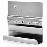 com-four® Edelstahl Schlüsselleiste mit Ablage und Magnetwand - Memo Tafel im modernen Design - Schlüsselboard mit 5 Haken (Variante 1)