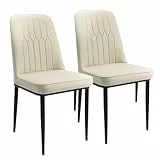 Durrafy Esszimmerstühle 2er Set, Moderne Polsterstühle aus Kunstleder, Robuste Stühle mit Metallfüßen, Geeignet für Esszimmer, Küche & Wohnzimmer, Weiß