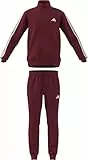 adidas Men's SPORTSWEAR BASIC 3 STRIPES FLEECE TRACKSUIT, active maroon/white, S