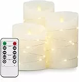 Yinuo Mirror Led Kerzen mit Timerfunktion, Flackernde Flamme, Led Kerzen mit Fernbedienung, Bad Deko, Wohnzimmer, Tischdeko , Größe 10/12,5/15cm Hoch, 7,5 cm Durchmesser…