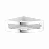 KEUCO Elegance Eck-Duschkorb 18 x 18 cm, Metall verchromt, mit weißem Kunststoffeinsatz, inkl. Schrauben und Dübel, Duschablage zum Bohren