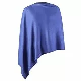 Fomolom Damen-Poncho-Pullover, vielseitig, leicht, einfarbig, gestrickt, Schultertuch, Umhang, Schal, Zubehör für Damen, Königsblau, Einheitsgröße