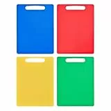 Chef Aid Großes mehrfarbiges Schneidebrett-Set, Mehrzweck-Anti-Rutsch-Oberfläche, leicht zu reinigen und spülmaschinenfest mit Griff, 4 Stück Schneidebretter mit je 40 x 30 cm