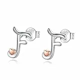 CELESTIA Kleine Ohringe Echtes Silber 925 Ohrstecker mit Buchstaben F Geschenke Schwester Tochter Freundin