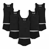 SAMILY Mädchen Unterhosen Unterhemd Set 10er Pack Unterwäsche Baumwolle (Black, 146-152)