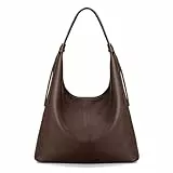 befen Echtleder Handtasche Damen Groß Shopper Tasche, Leder Schultertasche Slouchy Tote Bag Hobo Tasche Umhängetasche für Arbeit Schule - Einfache Klassische Elegante, Kaffee