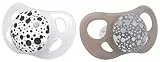 Twistshake Baby-Schnuller – 2er-Pack | Kieferorthopädische Form | Ultraleicht | Weicher Silikonsauger | BPA-frei | Geeignet für Babys ab 6 Monaten | Grau Weiß
