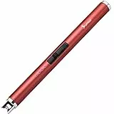 SUPRUS Lichtbogen Eletorot Elektronisch Feuerzeug Stabfeuerzeug Triple-SICHERHEITS USB Aufladbares Plasma Feuerzeug Tragbare Winddichte Flammenlose (Rot)