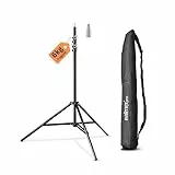 Walimex pro Lichtstativ WT-806 bis 256 cm Höhe, Blitzstativ mit Federdämpfung inkl. 3/8' Adapter & Tasche, Lampenstativ bis 6 kg, Studiostativ für Ringlicht, Reflektor, Blitz & Video